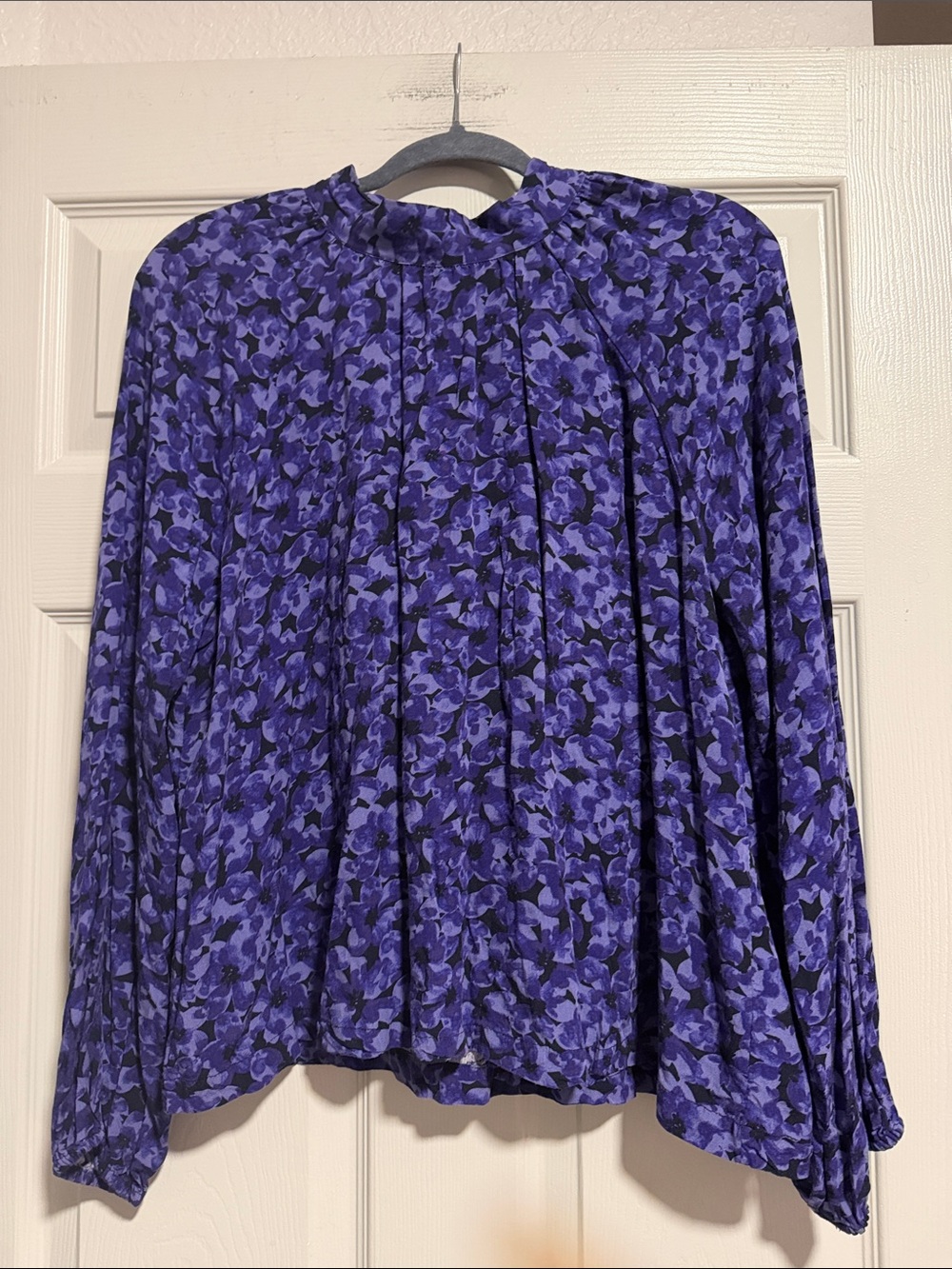 a new day Purple Floral Pleated Long-Sleeve Blouse